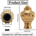 thumbnail image 2 of 4PCS Pineapple Curtain Rod Covers Ends Gold Plastic Curtain Finials Ends Caps Round Pole Finials 27.8mm Inner Diameter Curtain Heads for Home Office Curtain Roman Rod Decor(99.3x63mm) Golden, 2 of 6
