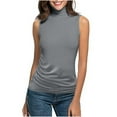 thumbnail image 2 of Sleeveless Turtlenecks for Women Tunic Plus Size Mock Neck Soft Tank Tops Basic Stretch Slim Fit Undershirts, 2 of 9