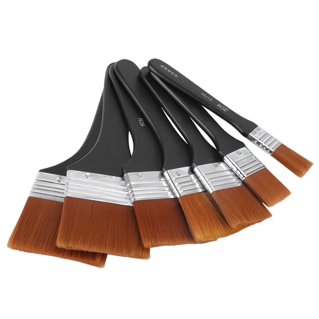 Juego de pinceles planos con mango de madera ligero, 7 Uds., para pintura al óleo, pintura acrílica