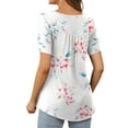 thumbnail image 2 of a.Jesdani Womens Tops Plus Size Short Sleeve Floral Shirts Pleated Tunic Tops 4XL, 2 of 7