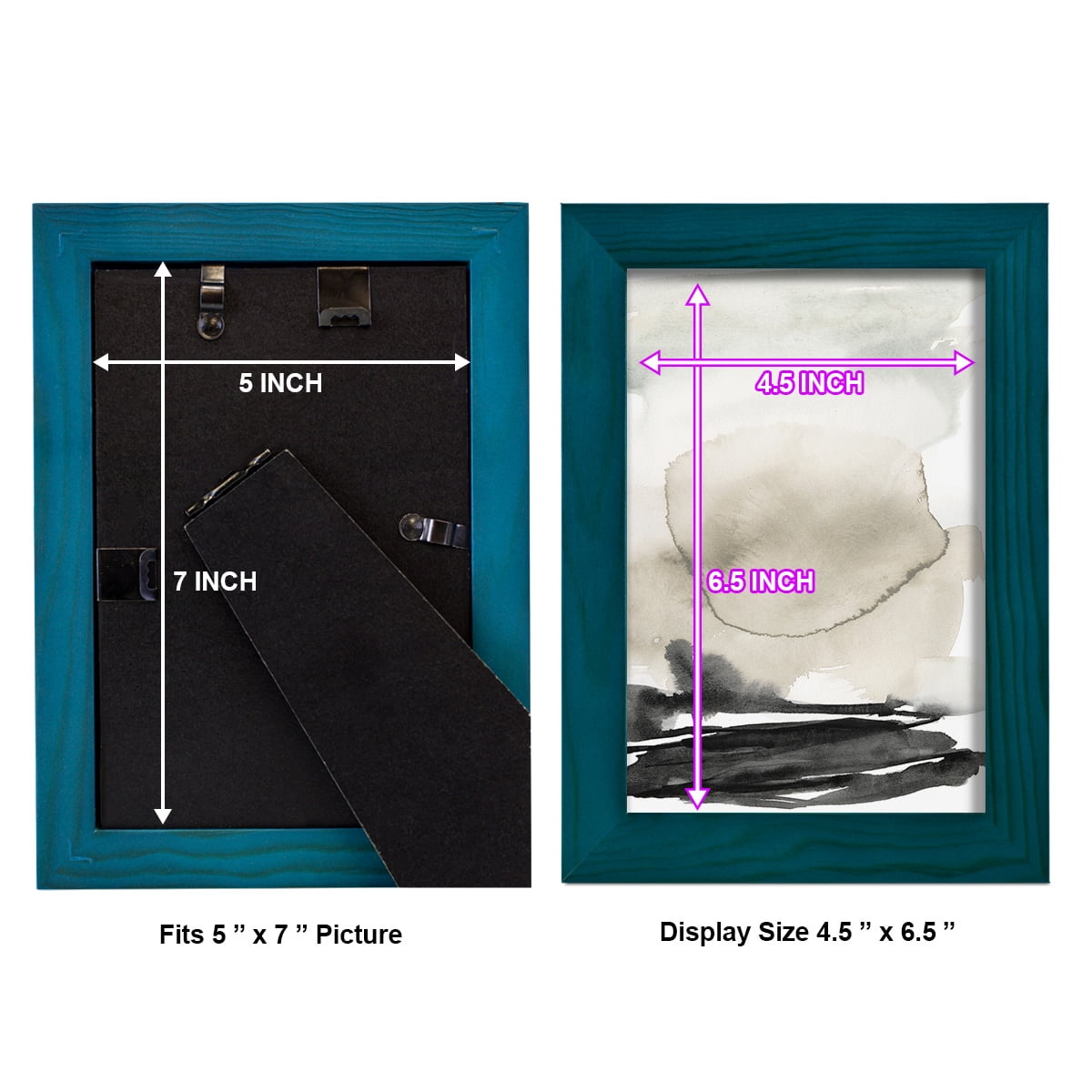Ebony Horizon Triptych II - Framed Print w/glass - Ocean Blue