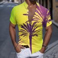 thumbnail image 2 of Camisas De Lino Para Hombre Hombres Casual Manga corta Primavera Verano Turndown Neck 3D Impreso Camisas Moda Top Blusa Camisas (Green, L), 2 of 4