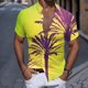 thumbnail image 2 of Camisas De Lino Para Hombre Hombres Casual Manga corta Primavera Verano Turndown Neck 3D Impreso Camisas Moda Top Blusa Camisas (Green, XXL), 2 of 4