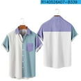 thumbnail image 4 of DeHolifer Men Shirt Short Sleeve Lapel Button Color Block Casual Shirt Loose Casual Fashion Blouse Tops Blue XL, 4 of 7