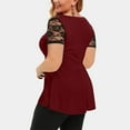 thumbnail image 4 of asdoklhq Womens Plus Size Tops Clearance,Plus Size Women Solid Floral Lace V-Neck Asymmetric Three Quarter Tops Blouse, 4 of 6