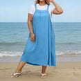 thumbnail image 1 of XiYing Robe pour Femme, Robe Maxi Décontractée de Mode pour Femme Grande Taille à Encolure Carrée avec Boutons, Bretelles, Dos Plissé et Détails de Buste,, 1 of 8