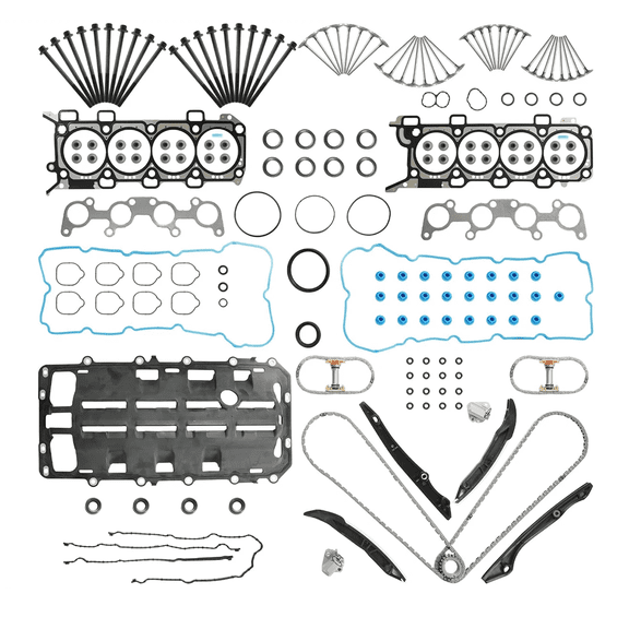 Head Gasket Set Bots Timing Chain Kit Intake & Exhaust Valve For 2011‑2014 Ford Mustang F‑350 5.0L V8