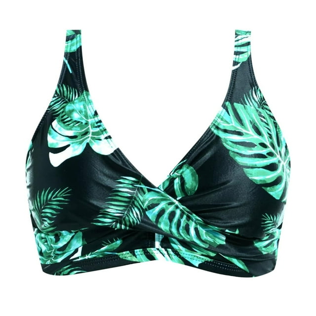 MIASHUI Plus Size Swimwear Tops for Women with Underwire Full Coverage and Adjustable Tie Back Design Green,L