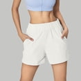 thumbnail image 2 of MKLEKYY Pantalones cortos deportivos para mujer, informales, de verano, para yoga, correr, entrenamiento, con bolsillos laterales divididos, cómodos, elásticos, transpirables y ligeros., 2 of 5