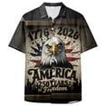 thumbnail image 6 of mgoYE 250th Anniversary Gifts USA T-Shirt Men American Flag Button Shirt USA Flag Stars Stripes Graphic Blouse Patriotic Button Shirt 4th of July T Button Shirt Summer Tops Tee(Dark Gray,4XL), 6 of 6
