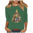thumbnail image 2 of Meichang T-Shirts de Noël pour Femmes, Col Rond, Manches 3/4, Coupe Ample, Pull de Noël Classique, Joyeux Noël, Graphique, 2 of 4
