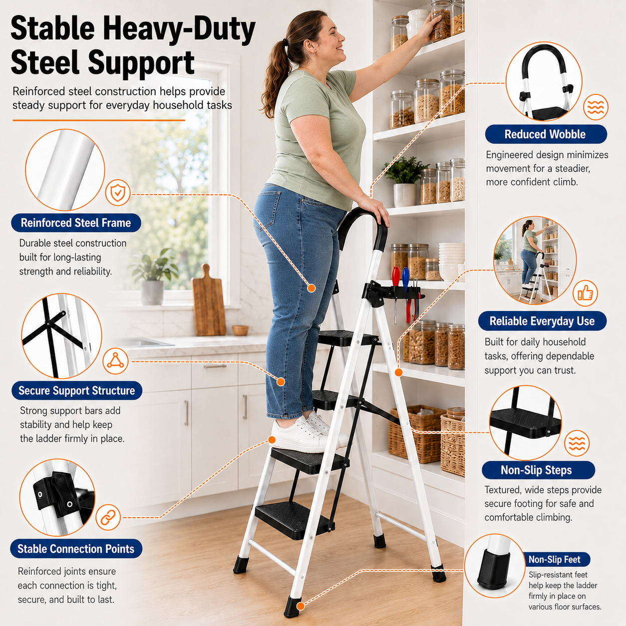 Musment 4-Step Folding Ladder with Handrail photo 3