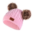 thumbnail image 1 of Sonducket Bufanda Conjunto de gorro y guantes para niños Gorro de punto Gorro Delicados productos para niños Estirable Clima frío Cómodo Bufanda rosa Sombreros bola marrón rosa brillante, 1 of 6