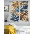 thumbnail image 3 of Navy Blue Brown Sheer Curtains 63 Inch Length 2 Panels Set, Vintage Elegant Botanical Palm Leaves Voile Window Treatment Rod Pocket Curtains Sheers Drapes for Bedroom/Living Room/Kitchen 52x"63"x2, 3 of 7