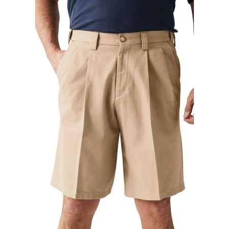 Pleated Front Classic Dress Shorts - Kingsize Men's Big & Tall Classic Fit Wrinkle Free Expandable Waist Pleat Front Shorts