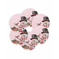 thumbnail image 7 of 13 Inch Round Placemats Set of 6, Pink Snowman Christmas Non Slip Heat Insulation PP Table Mats, Winter Snowflake Xmas Gifts Washable Place Mats for Kitchen Dining Party Table Decor, 7 of 7