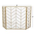 thumbnail image 4 of DecMode Gold Modern Metal Zigzag Pattern Fireplace Screen, 52"W x 31"H, 4 of 12