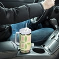 thumbnail image 4 of Yayeee 30oz Stainless Steel Tumbler with Straw and Handle Double-Wall Insulated Travel Water Bottle, Light Green Geometric, 4 of 8