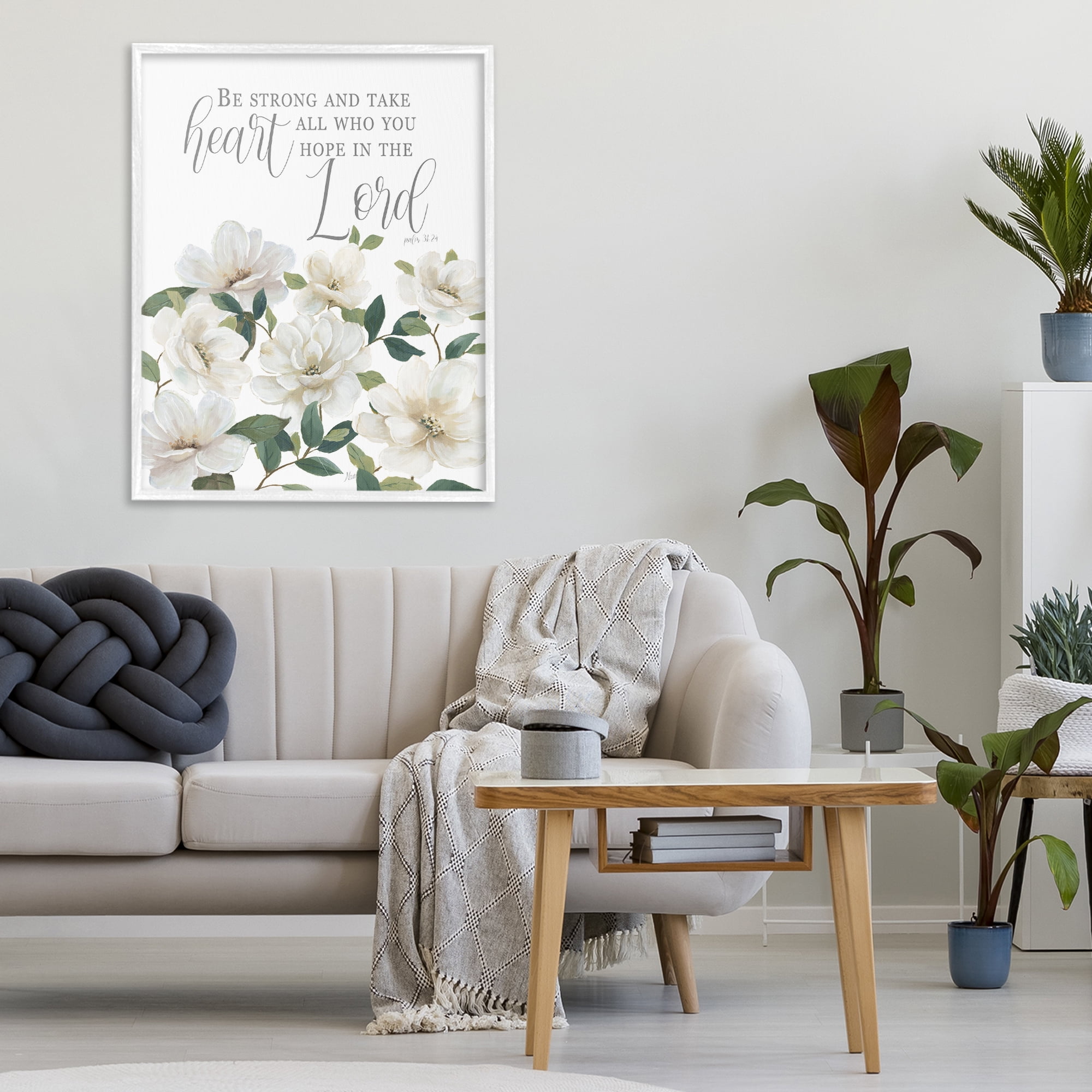 Stupell Industries Be Strong And Take Heart White Framed Giclee Art, design by Nan