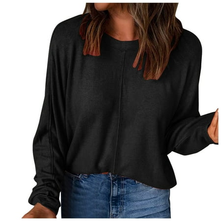 

HSMQHJWE Baggy Shirts For Women Short Sleeve Scrub Jackets Womens Casual Long Sleeved Sweater Solid Color Top All With Fashion Pullover Under Shirts For Women Long Sleeve
