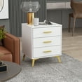 thumbnail image 2 of WIAWG Nightstand with 3 Drawers, End Side Table for Bedroom Living Room, White, 2 of 6