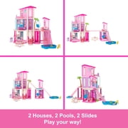 Barbie DreamHouse Dollhouse, 2 Pools, 2 Slides, 2 Houses, Elevator with 3 Levels & 65+ Pieces Including Furniture & Accessories