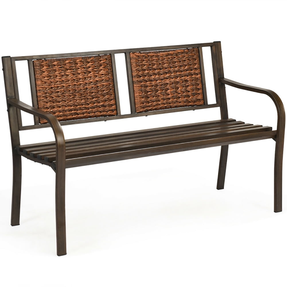 Aimee Lii Patio Garden Bench with Powder Coated Steel Frame, Outdoor Patio Furniture Aimee Lii Patio Garden Bench with Powder Coated Steel Frame, Outdoor Patio Furniture
