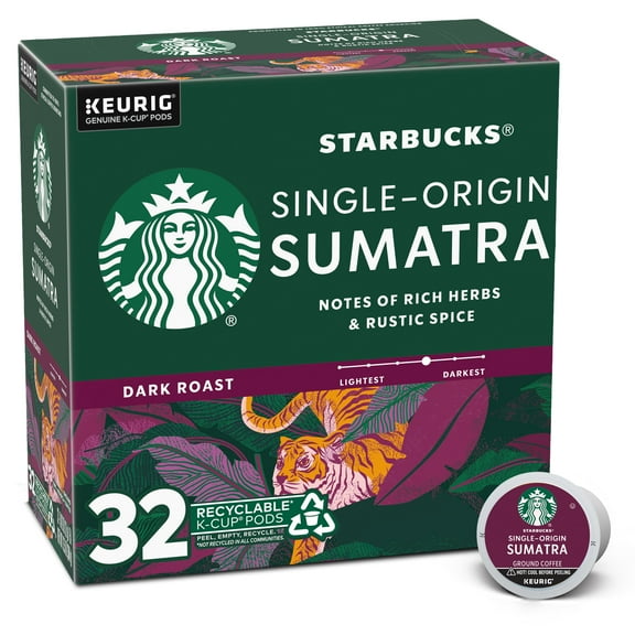 Starbucks Sumatra, Dark Roast K-Cup Coffee Pods, 32 Count K Cups