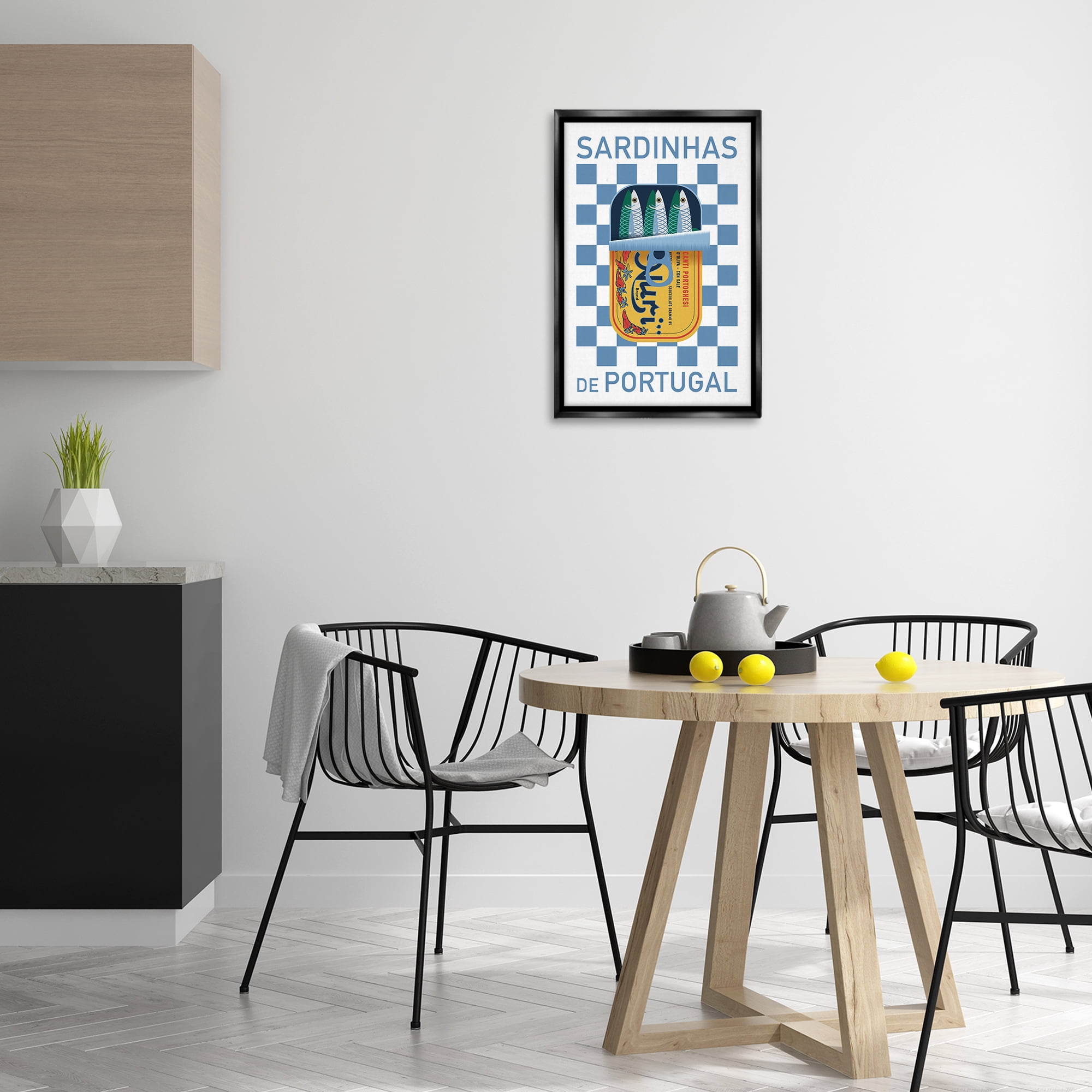 Stupell Industries Portuguese Sardines Can Food & Beverage Painting Black Floater Framed Art Print Wall Art, 17 x 25