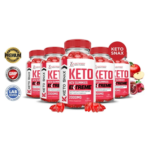 (5 Pack) Keto Snax Extreme ACV Gummies 2000mg Dietary Supplement 300 Gummys