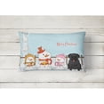 thumbnail image 2 of Carolines Treasures BB2337PW1216 Merry Christmas Carolers Pug Black Canvas Fabric Decorative Pillow, 12H x16W,, 2 of 3