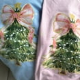thumbnail image 4 of Pink Bow Christmas Tree Sweatshirt | Cute Holiday Sand Color Pullover, 4 of 7