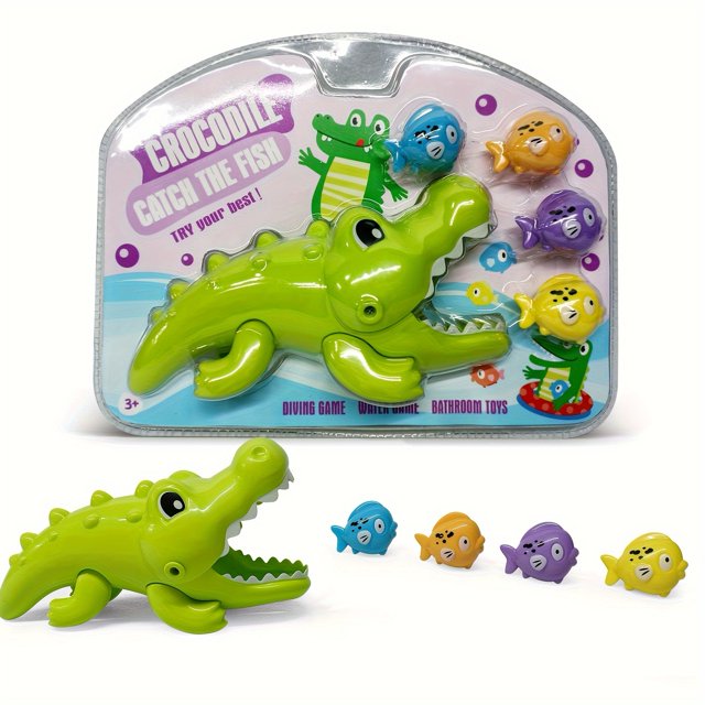 Big Crocodile Water Playset - Interactive Educational Bath Toy with Random Color, Creative Design, and Fun Feeding Action for Kids