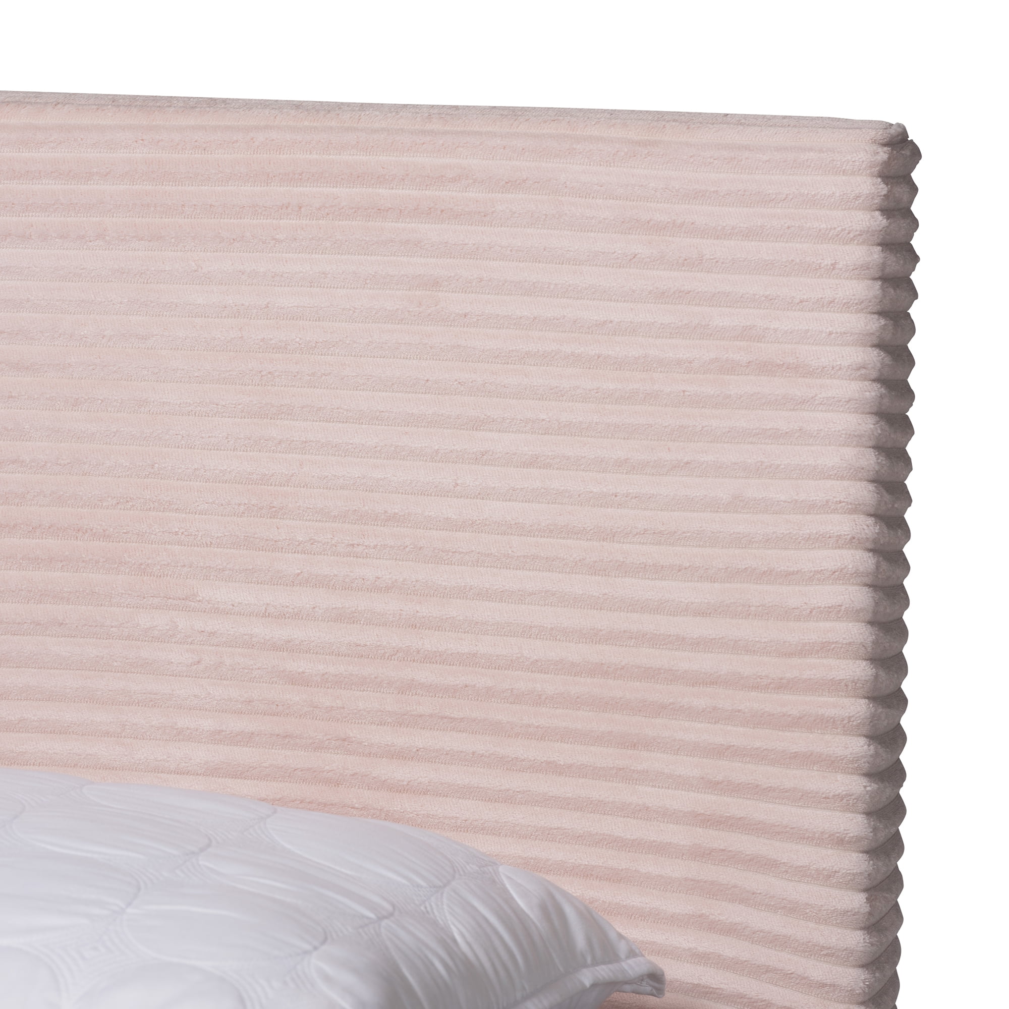 Baxton Studio Abberton Modern and Contemporary Light Pink Velvet and Gold Metal Queen Size Panel Bed