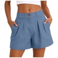 thumbnail image 1 of GHIIYER Linen Shorts Women High Waisted Wide Leg Trousers with Pleated Button Closure And Side Pockets Short, 1 of 9