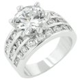 thumbnail image 1 of Genuine Rhodium Plated Classic Round CZ Engagement Ring Featuring 4 Row Channel Set Shoulders in Silvertone- Size 9, 1 of 1