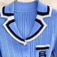 thumbnail image 1 of Vestido elegante de punto con botones y una hilera de botones para mujer, vestido elegante con solapa y cuello en V, falda larga de manga corta, batas de vacaciones de verano para mujer, 1 of 5