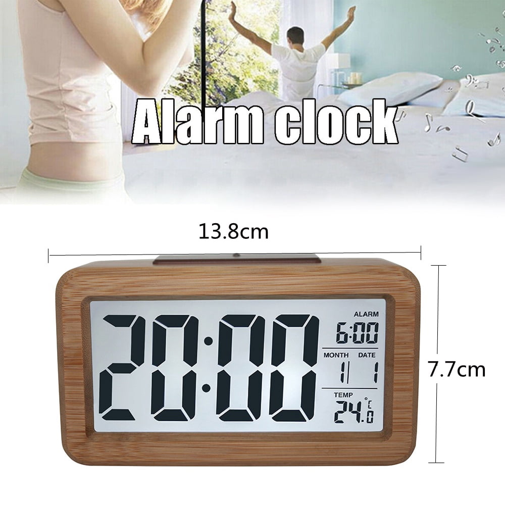 Details about   Wooden Alarm LED Digital Clock Sound Control Function Time Temperature Bedroom 