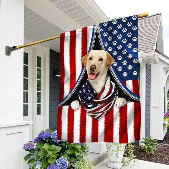 FLAGWIX US Flag - Labrador Retriever Flag Patriot Dog BNT408F - House Flag (29.5" x 39.5")