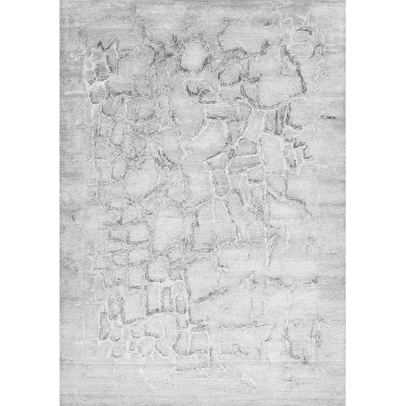 Ahgly Company Indoor Rectangle Abstract Gray Contemporary Area Rugs, 3' x 5'