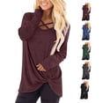 thumbnail image 3 of Jersey para mujer, camisa con cuello cruzado, manga larga, sudadera informal holgada para otoño, 3 of 5