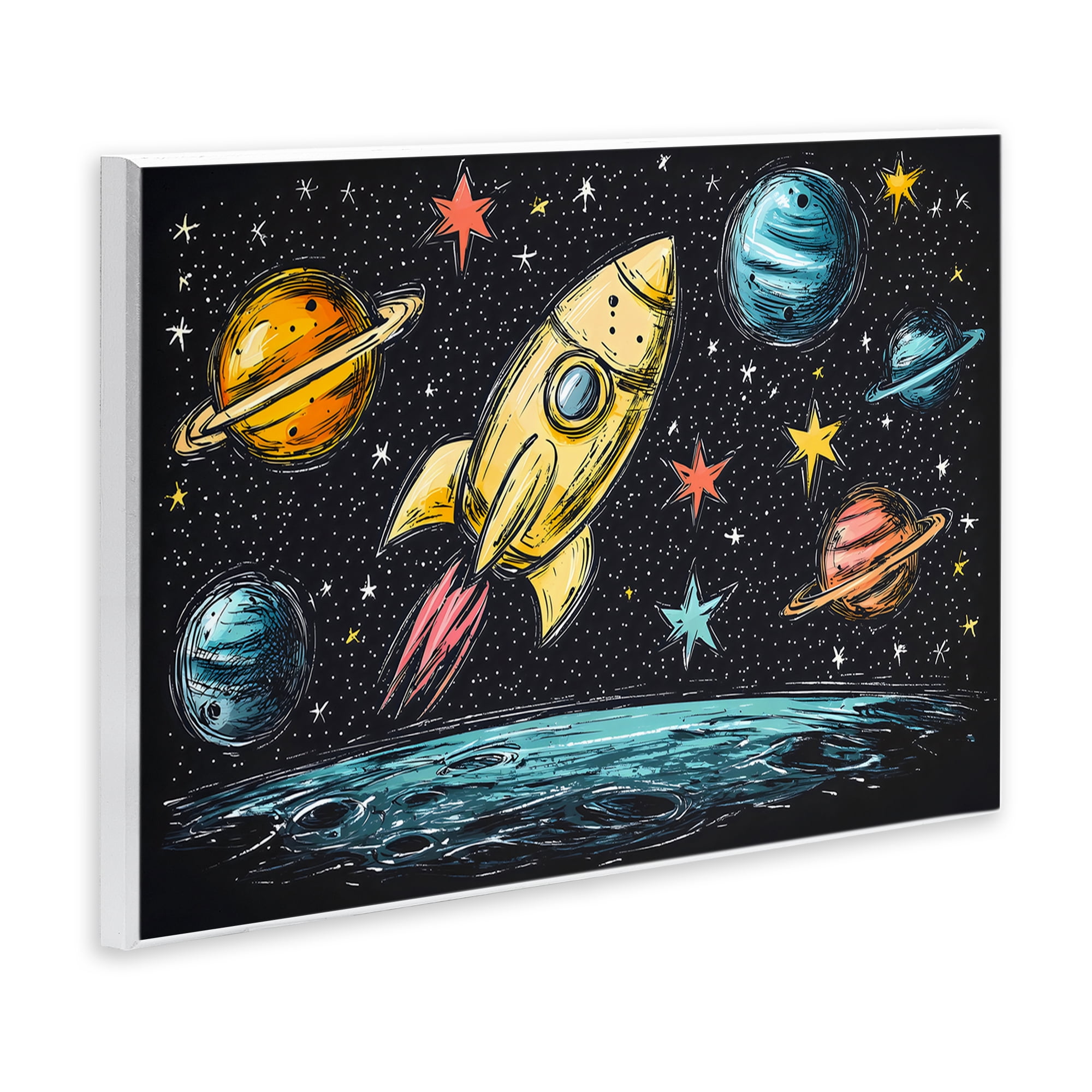 Stupell Industries Whimsical Rocket & Planets Wall Plaque Art, design by Creative Studio