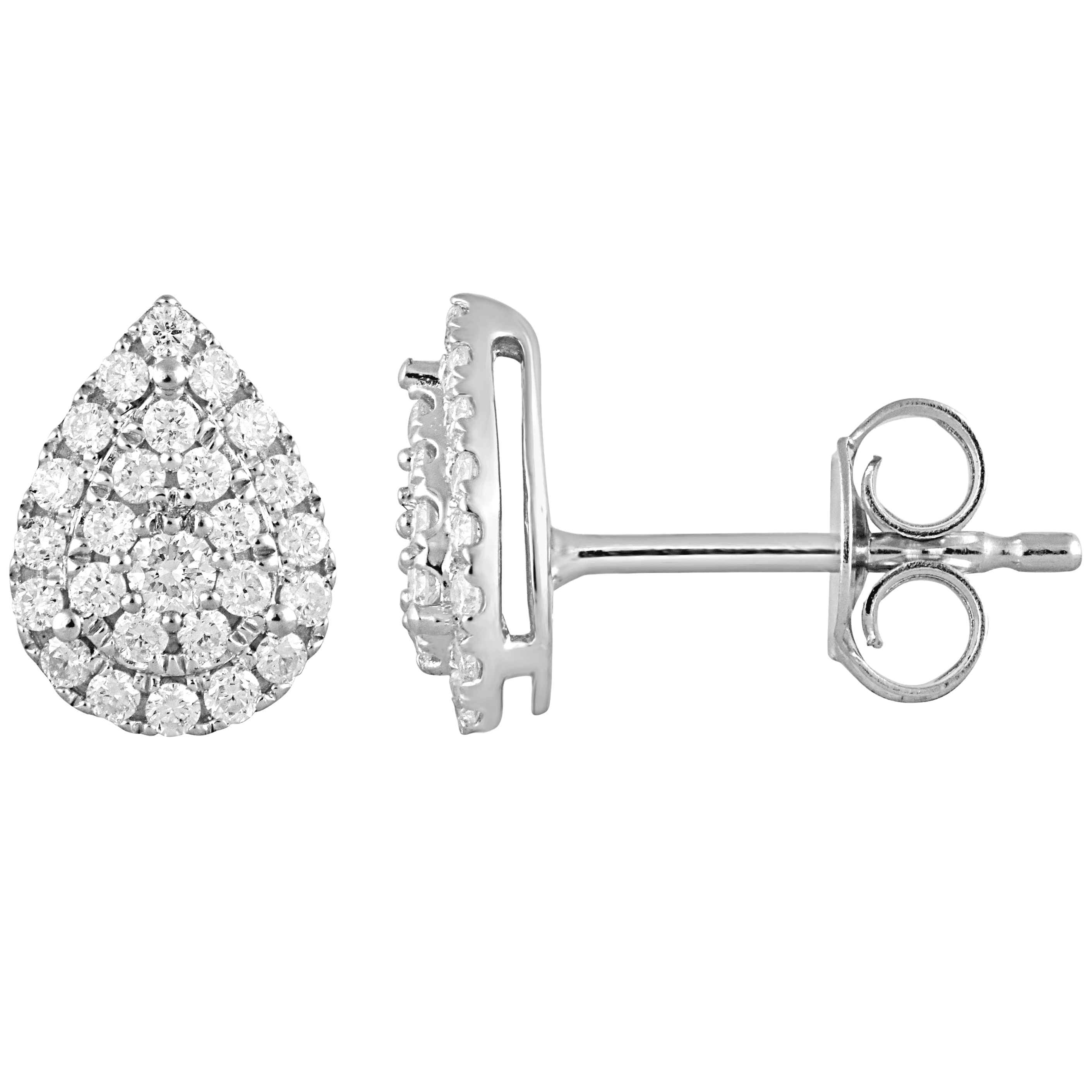 Unique Moments 1/3 Ct Round Lab Grown Pear Shape Stud Earring in Silver for Women (H-I, SI-I1)
