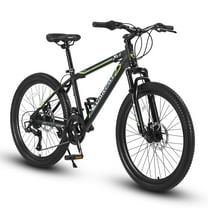 24 Inch Mountain Bike, Steel Frame, 21 Speed with Dual Disc Brakes and Front Suspension MTB