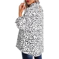 thumbnail image 2 of Roaso Women's Leopard Print Top Ruffled Mock Neck Blouse 3/4 Sleeve Shirt, 2 of 4
