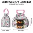 thumbnail image 5 of Pioneer Flower Floral Print Pattern Drawstring Lunch Bag Women - Drawstring Lunch Bag Insulated for Work Office - Stain-Resistant Large Lunchbags for Women with Multi-Pockets, 5 of 6