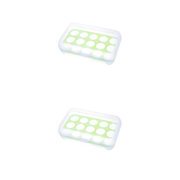 Wosthever Caja de almacenamiento de huevos de 15 rejillas Cajas de mantenimiento fresco Estuche organizador Soporte de huevos para el hogar Verde 2piezas