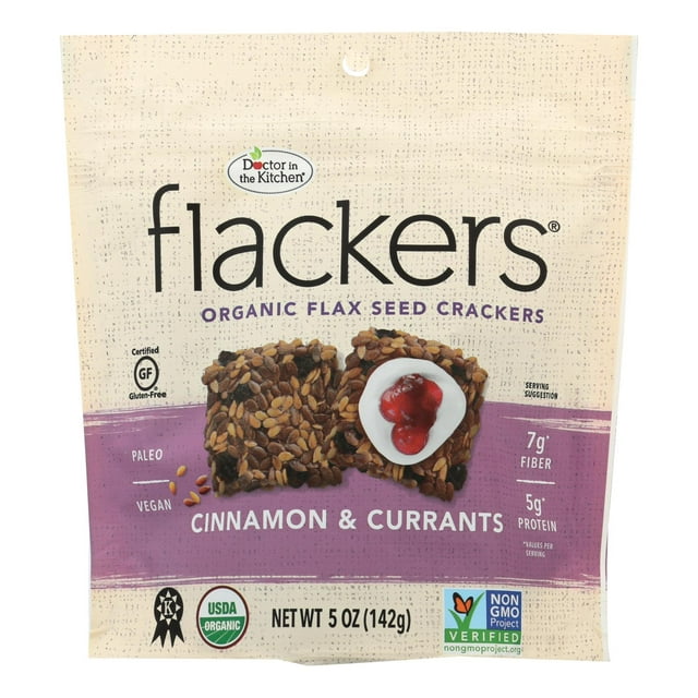 (6 Pack) Flackers Organic Cinnamon & Currants Flackers, 5 Oz