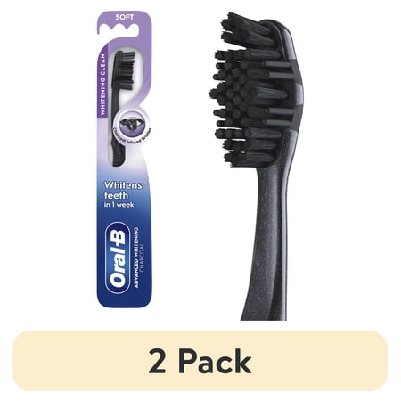 (2 pack) Oral-B Toothbrush, Advanced Whitening Charcoal, Soft, 1 Count