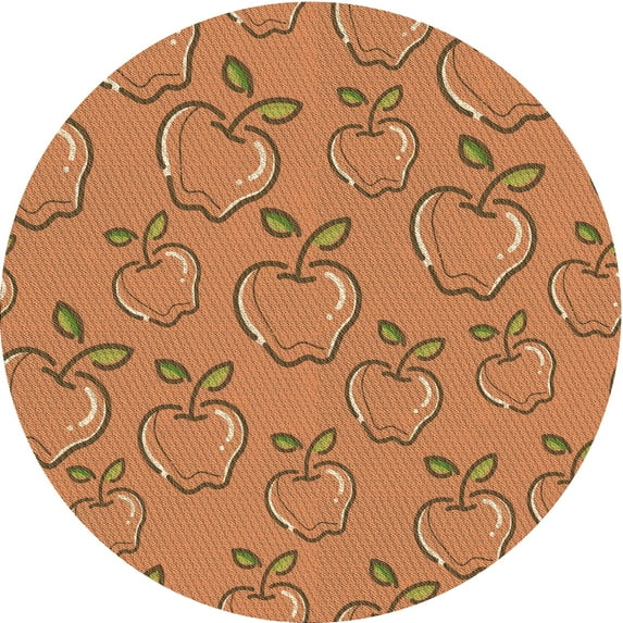 Ahgly Company Machine Washable Indoor Round Transitional Orange Area Rugs, 4' Round